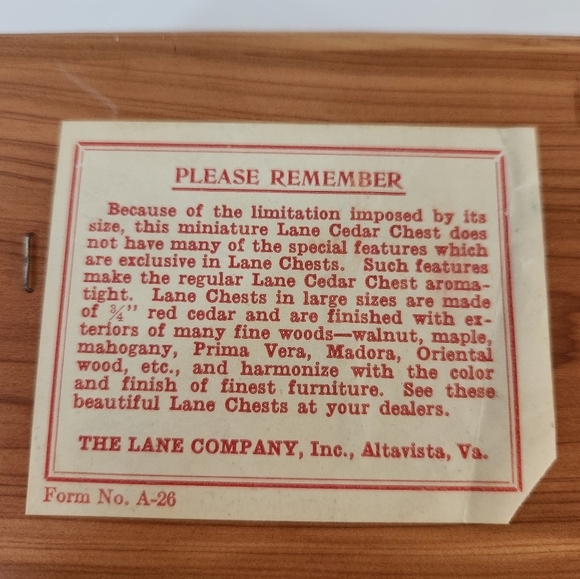 Vintage Lane Cedar Chest Keepsake Jewelry Box - Picture 9 of 10